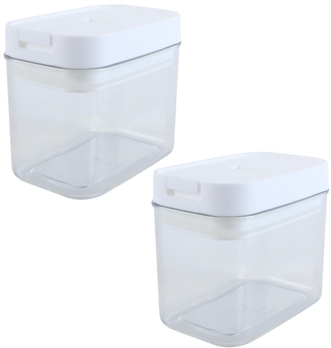 Set van 2 luchtdichte voedselcontainers, voorraadbussen voor in de keuken, luchtdichte bewaardozen voor ontbijtgranen, snacks en snoep, 500 ml, wit