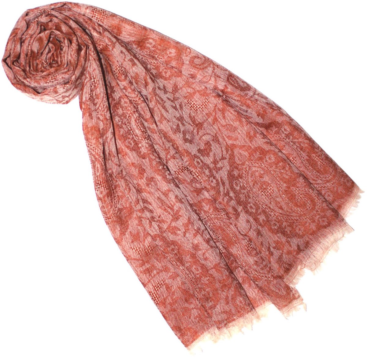 CANA Pashmina 7837288 Kasjmier sjaal 100% kasjmier jacquard geweven pashmina patroon sjaal sjaal kasjmier pashmina, baksteenrood lichtrood, 70 x 200 cm