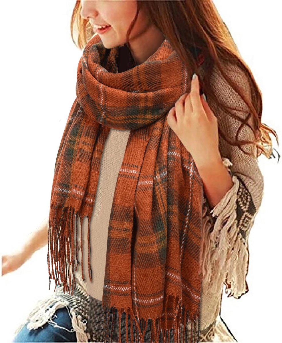 sjaal voor dames, winter, herfst, oversized, kaschmir, vierkant, dekensjaal, geruit, tartan, strepen, plaid patroon, herfstsjaal, wintersjaal, lange, zachte wraps, J, 200 * 60cm