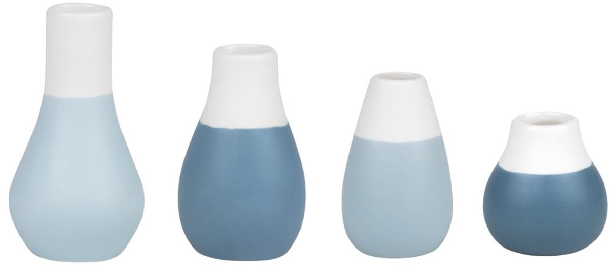 Mini pastel vazen set van 4 blauw