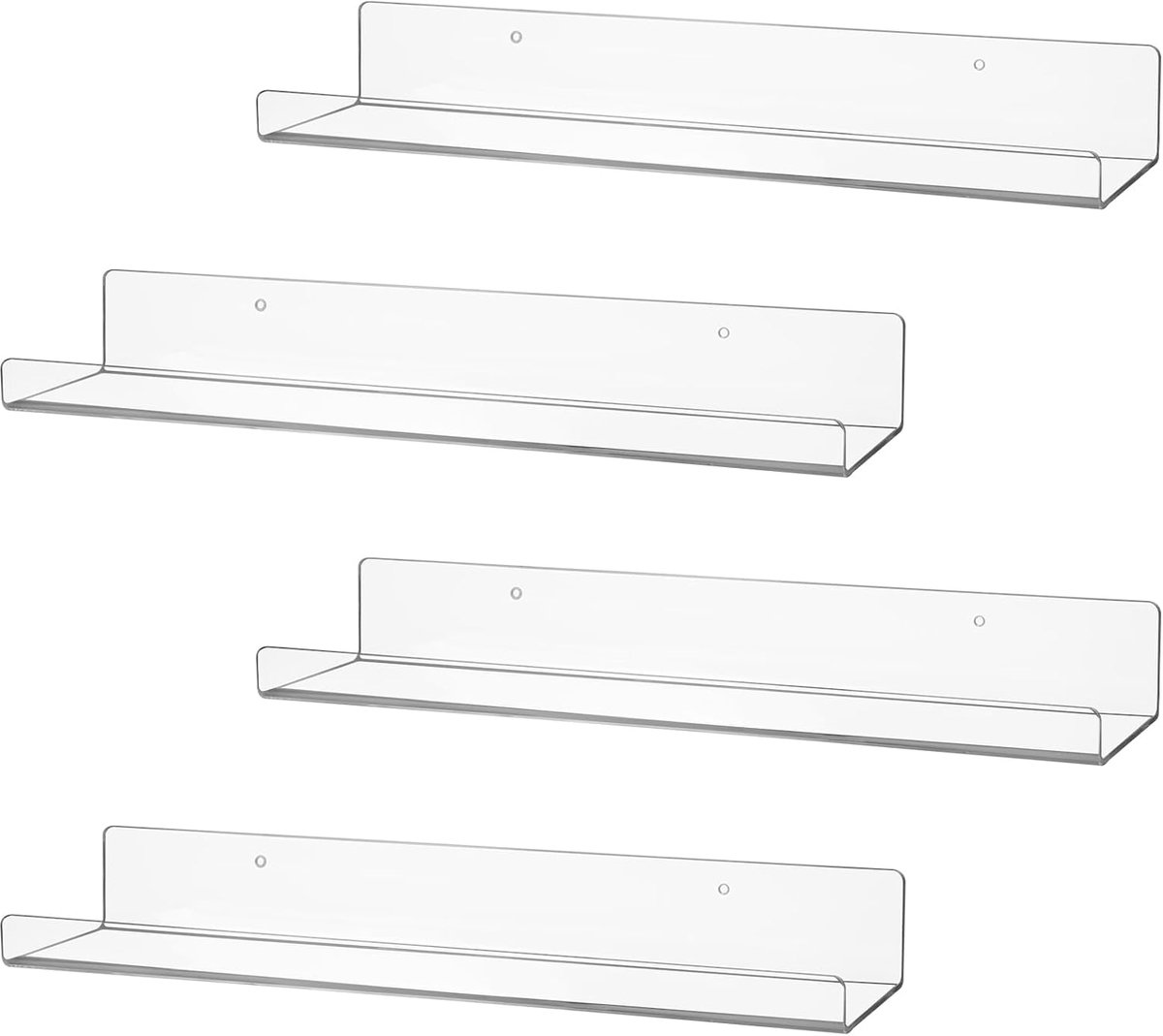 Zwevende Planken voor Muur, 15" Plastic Wandmontage Display Plank Kids Boekenplank en Spice Organizer voor Slaapkamer, Woonkamer, Keuken, Badkamer, Kantoor