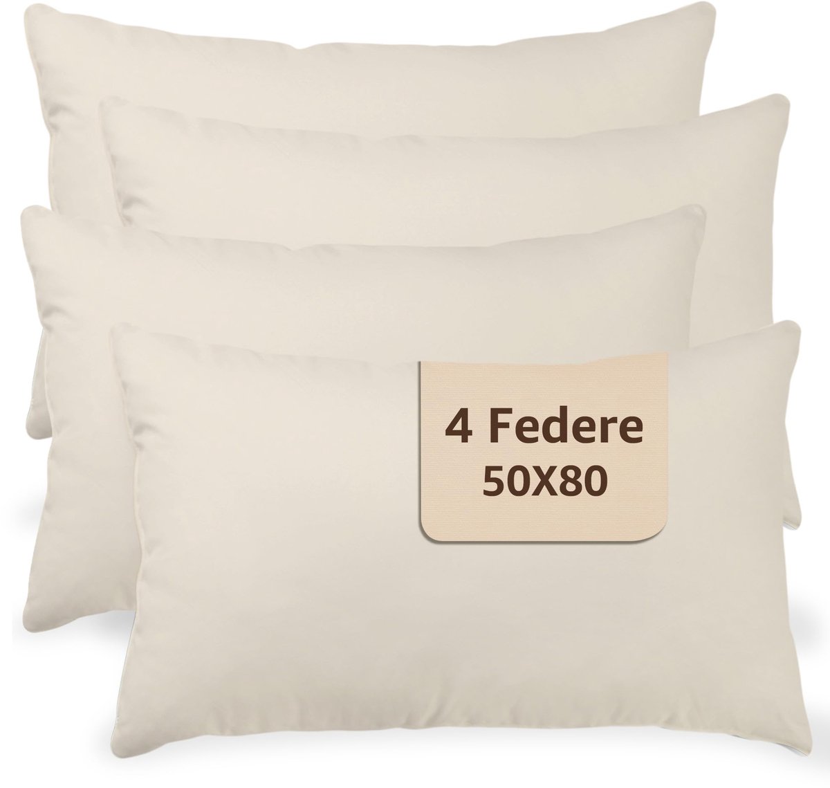 - kussenslopen voor tweepersoonsbed, 100% katoen, 4 stuks, 50 x 80 cm, met envelopsluiting, gemaakt in Italië, ivoor