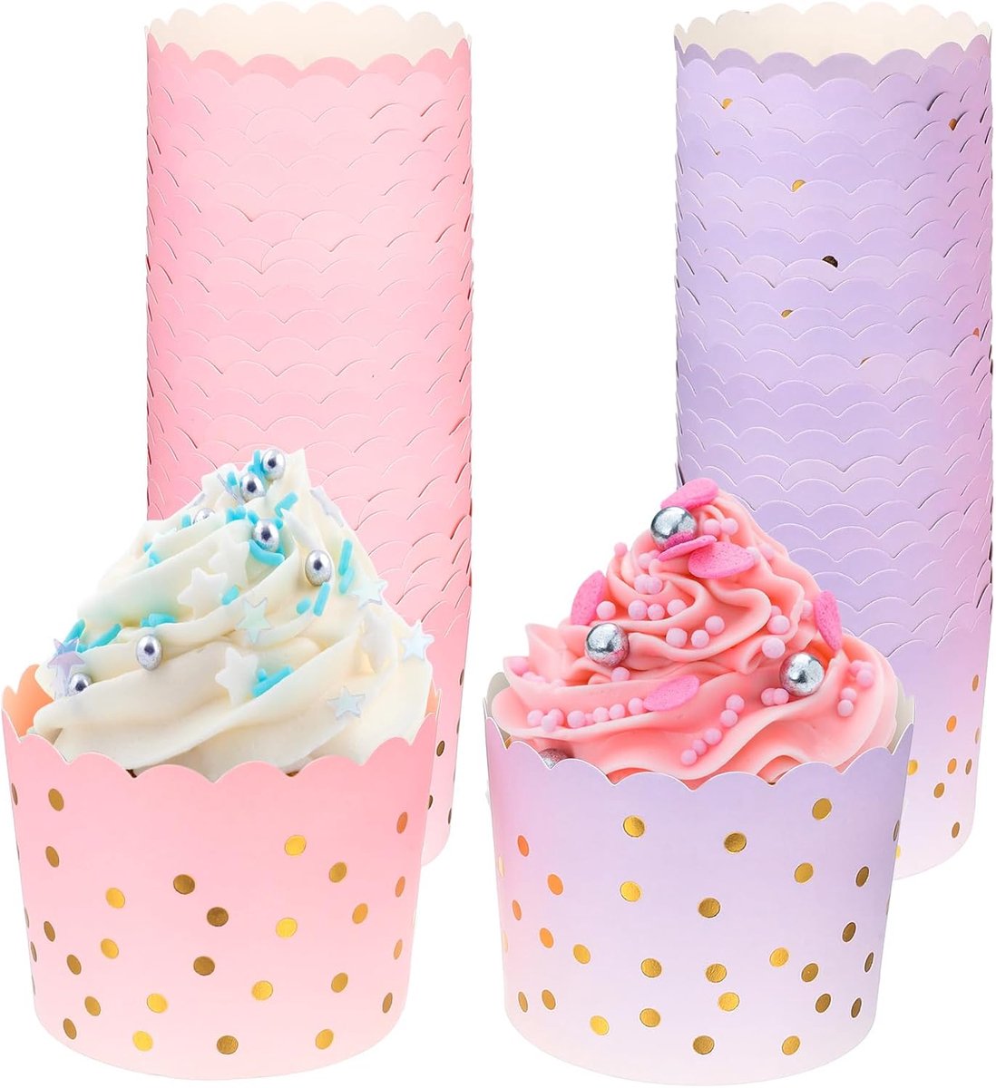 100 stuks cupcake vormpjes, muffin vormpjes, papieren muffinvormpjes, dessert muffins papieren vormpjes, candybar bekers voor bruiloft Kerstmis verjaardag Halloween cupcake wrappers candy bar