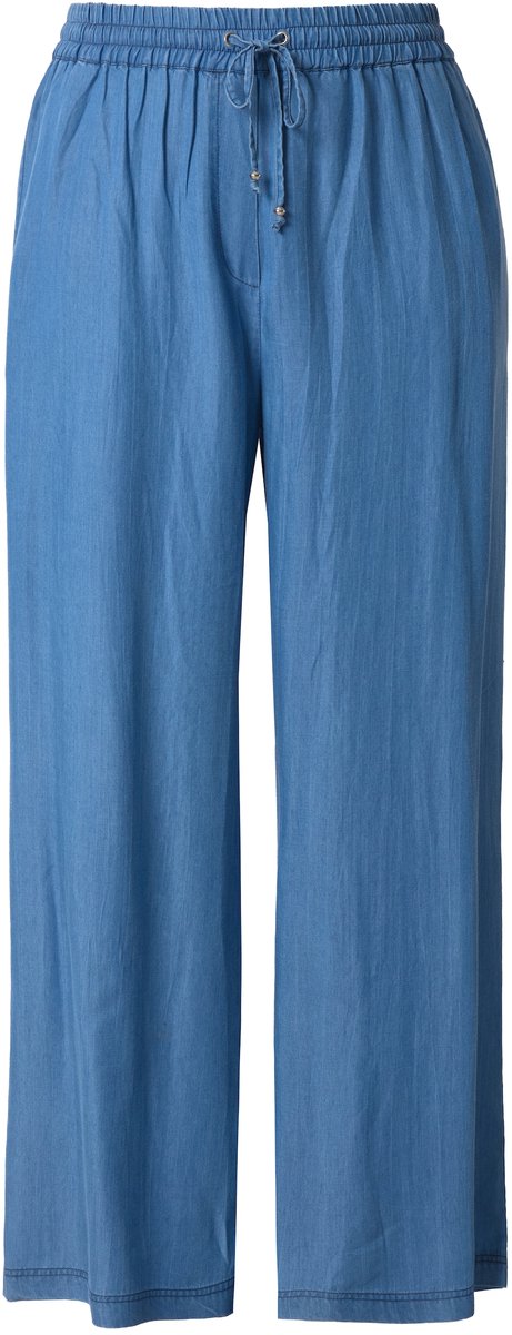 Studio Untold - Dames - Broek wijde pijpen hoge taille Lyocell - Licht blauw denim - Maat 54+