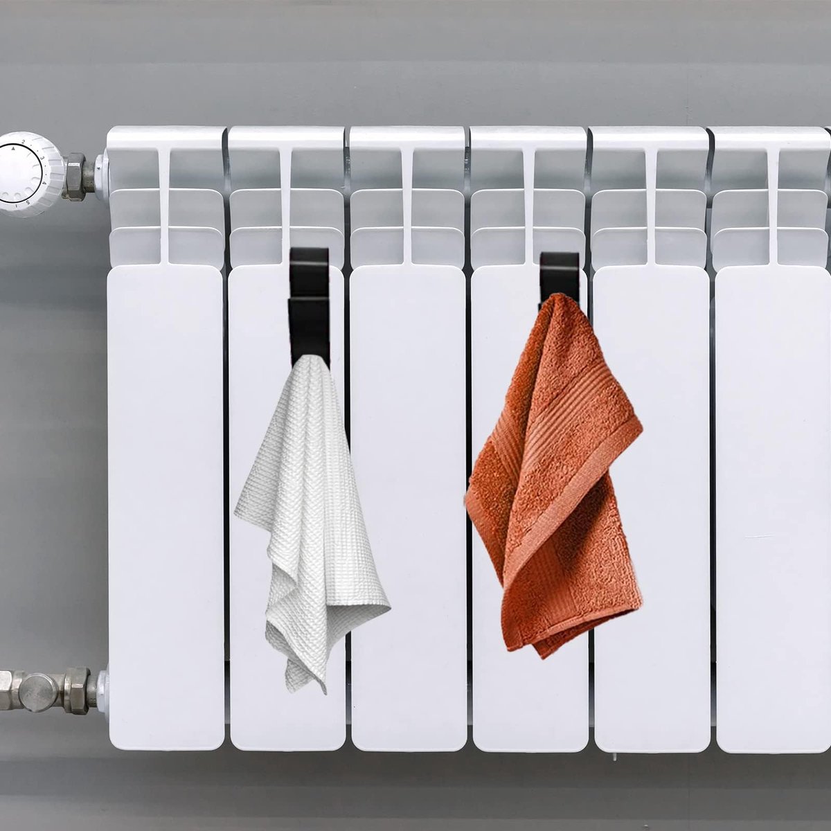 Haken voor radiatoren en badkamerhaken (zwart, handdoekhouder, radiatorclip, handdoekverwarmer, gangbare radiatoren)