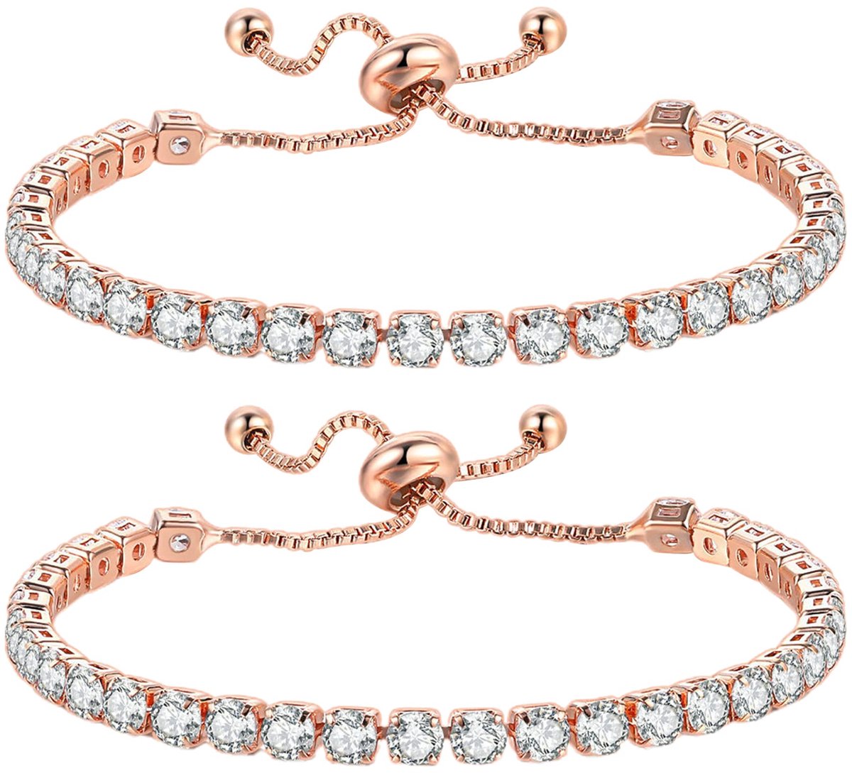 JewelryWe Tennisarmband voor dames, elegante zirkonia, roestvrij staal, verstelbare kettingarmband, vriendschapsarmband, cadeau voor vrouw en meisjes