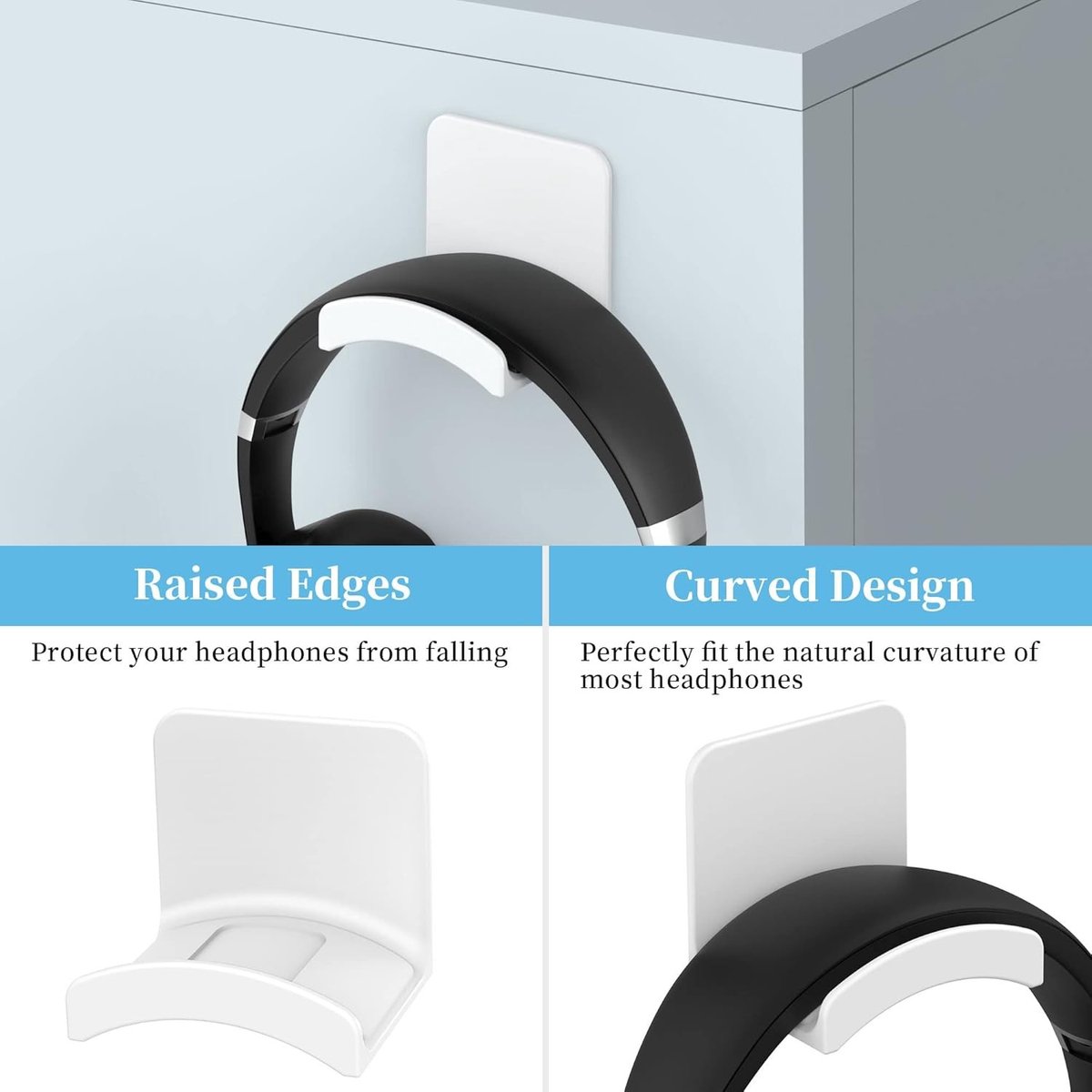Universele Hoofdtelefoonhouder met Sterke Lijm, Multifunctionele Oortelefoon Hanger voor Bureau en Wand, Set van 2, Ideaal voor Organisatie en Ruimtebesparing