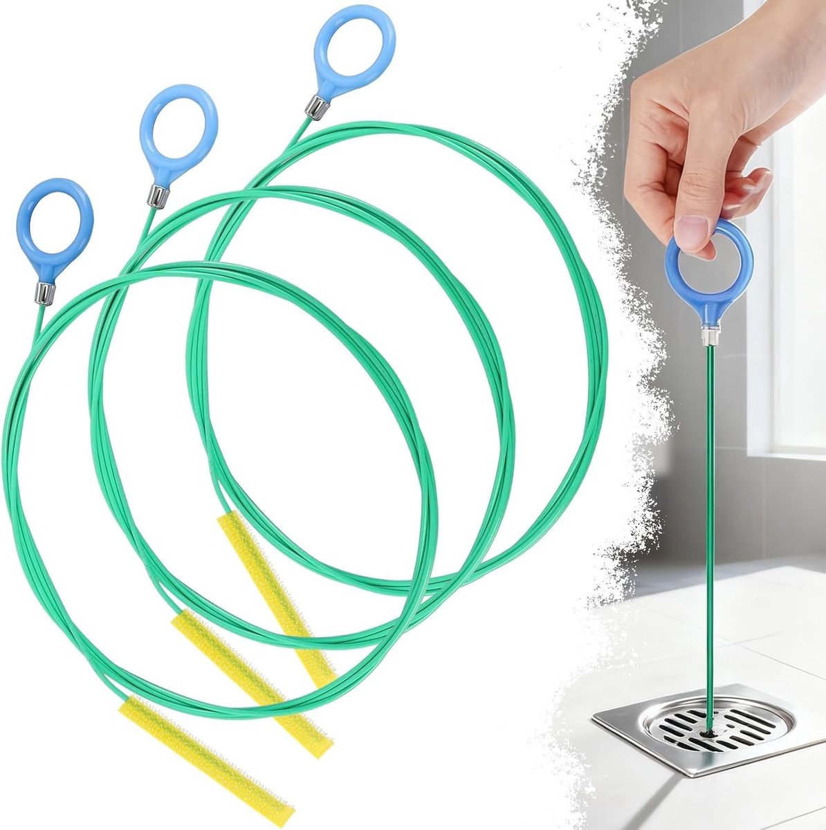 Effectieve 3-delige set van 90 cm lange spiralen voor het reinigen van afvoeren en leidingen