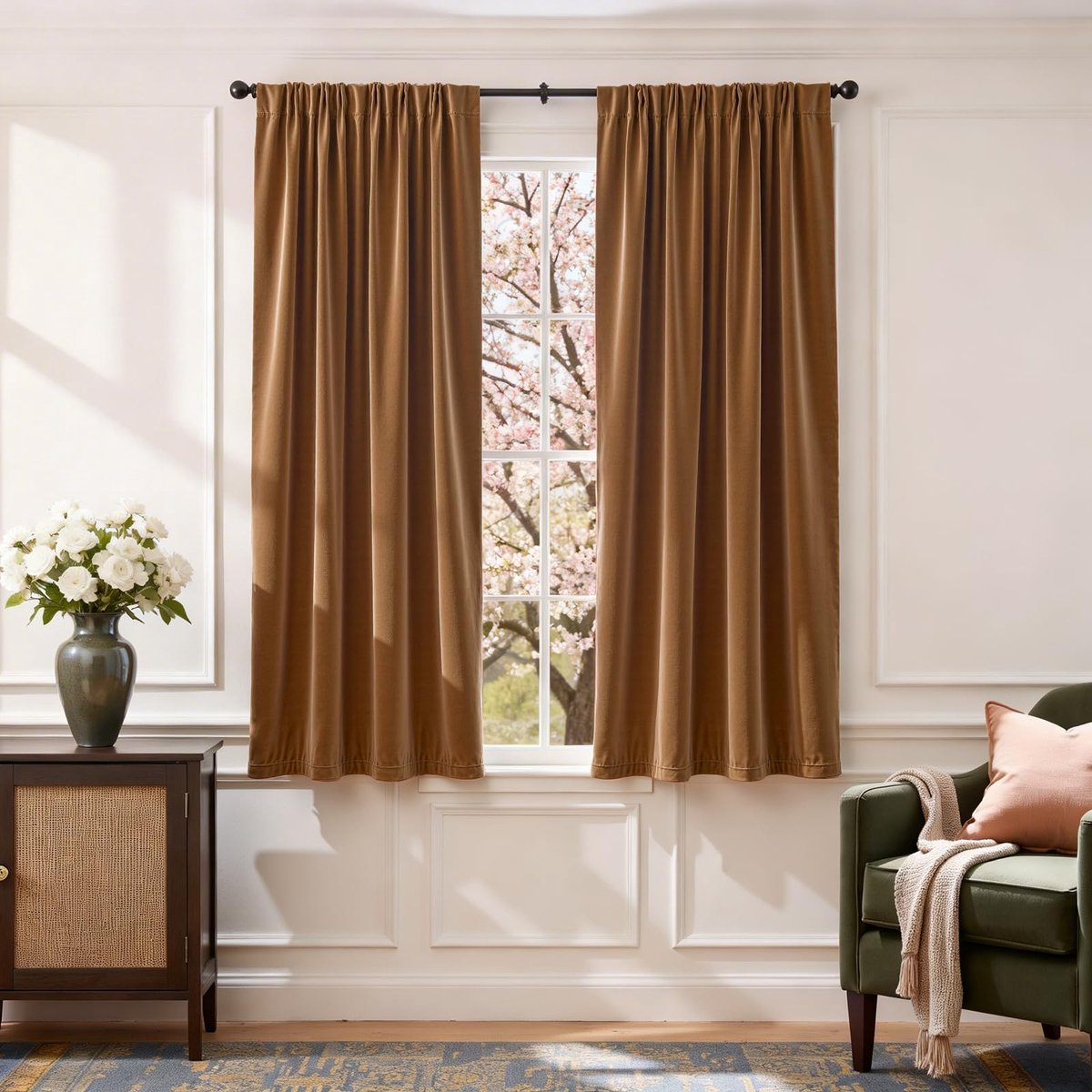 Gordijnen Goud Taupe 63 "Thermische Geïsoleerde Home Decor Super Zachte Luxe Drapes voor Slaapkamer Staaf Pocket Kamer Verduistering Raamgordijn voor Woonkamer 2 Panelen 52 bij 63 Inch