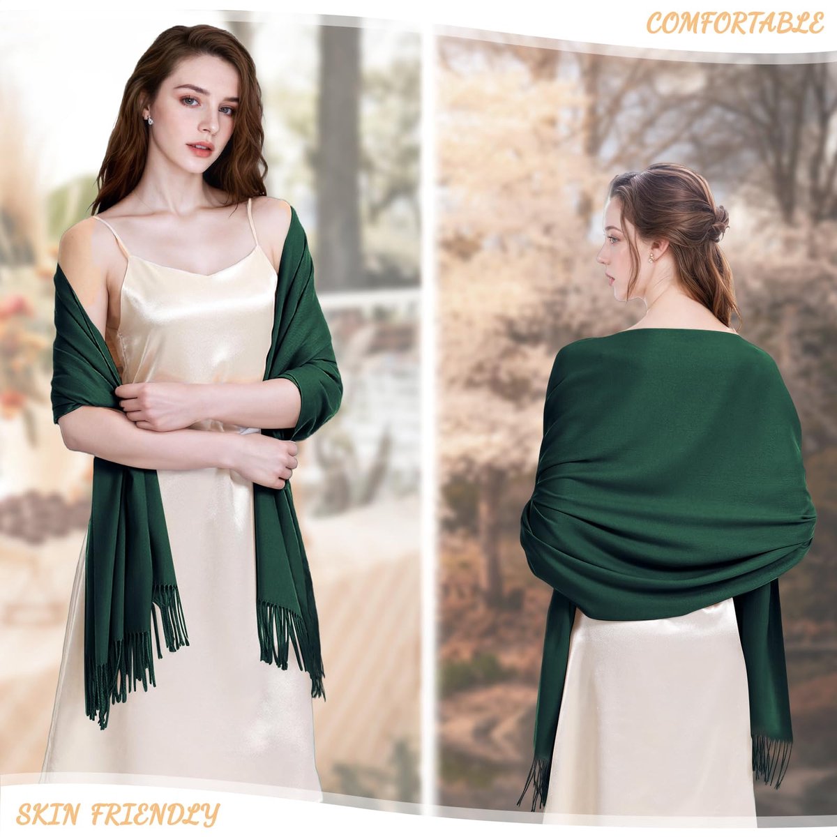 Pashmina-sjaal voor dames, feestelijke stola voor avondjurk, sjaals, schouderdoek, cadeau voor winter, bruiloft, herfst, bruidsfeest