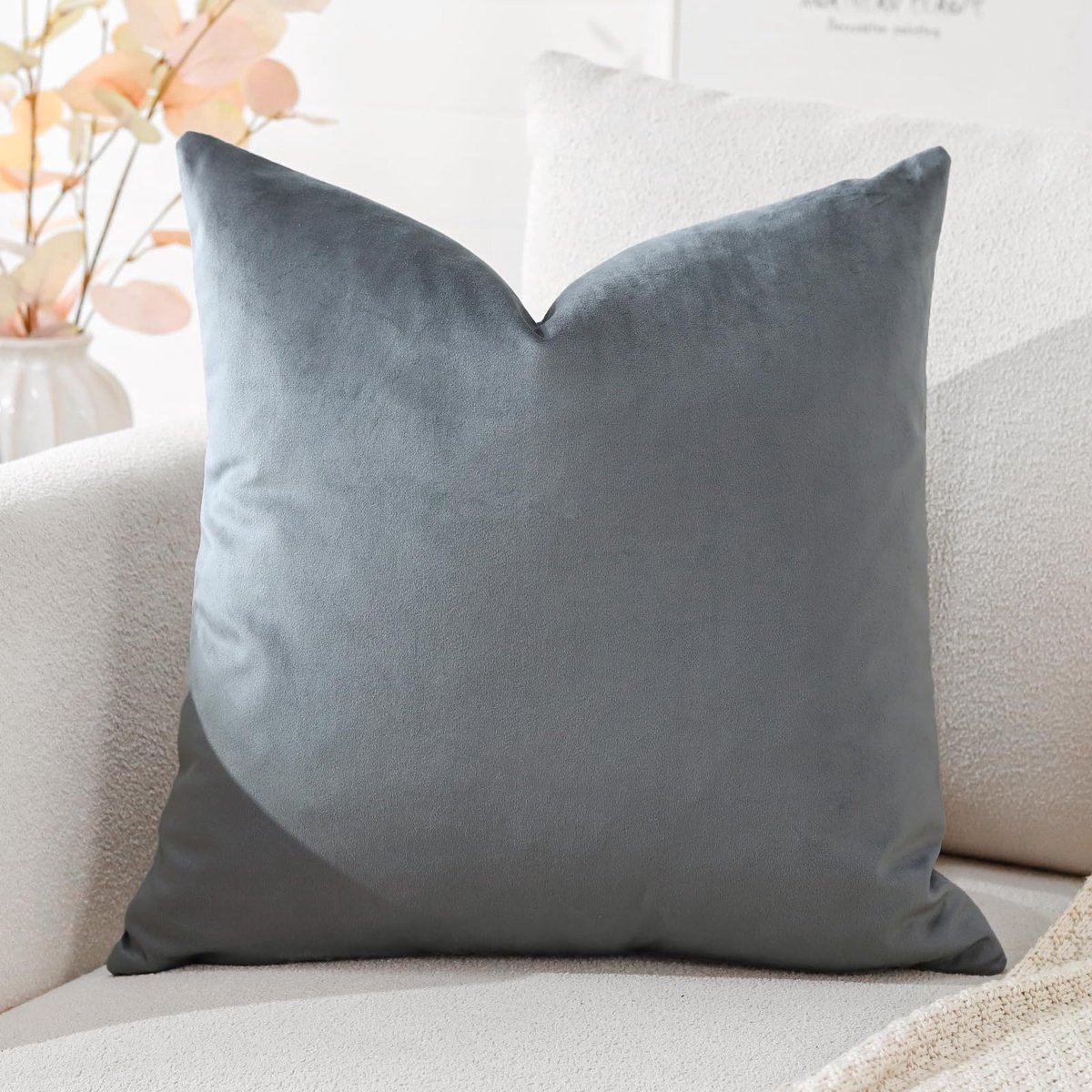 Fluwelen Kussenhoes - Decoratief - Voor Sofa en Slaapkamer - Grafietgrijs 60x60 cm