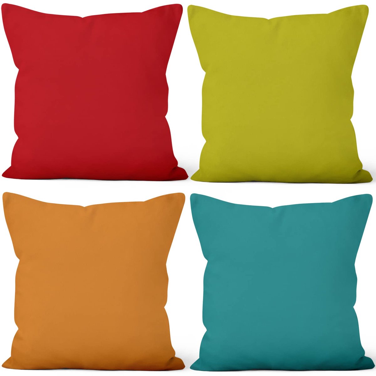 16 x 16 Inch Fruit Kleur Kussenslopen Rood Groen Oranje Blauw Zachte Korte Pluche Vierkante Effen Kleur Gooi Kussenslopen Bed Woonkamer Outdoor Tuin Bank Patio Bank, 40x40cm Set van 4