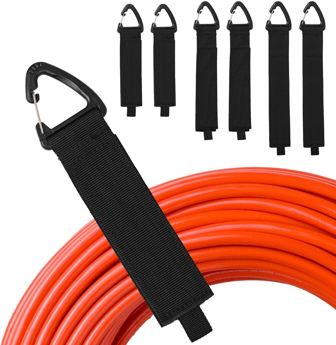 Dailygoods - Klittenband-kabelbinders - Kabelorganizer - 6 stuks - Zwart - Kabelhouders - Voor draden en gereedschap - Geschikt voor garage en werkplaats