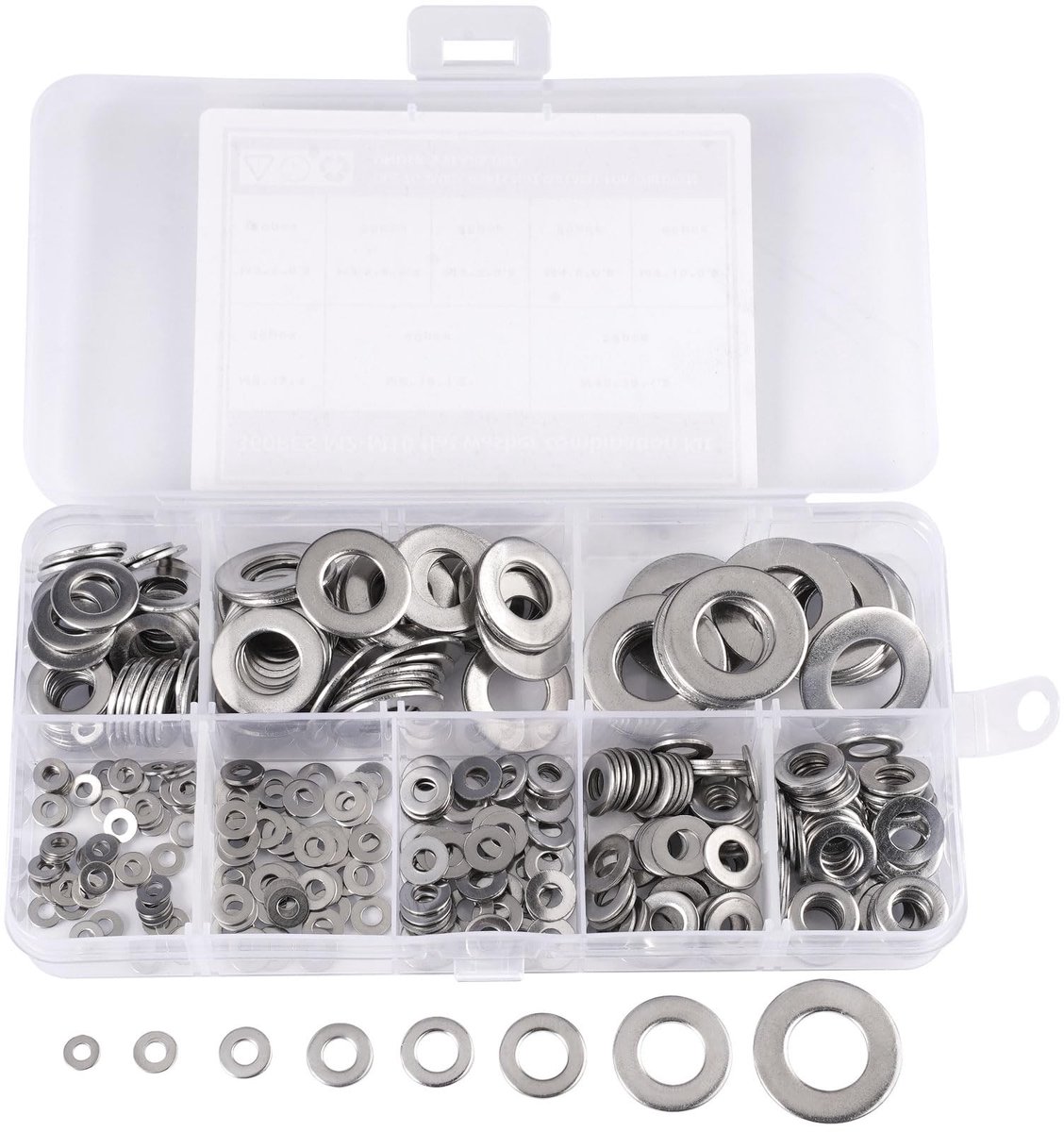 Dailygoods- Sluitringen 360 stuks - Platte Carrosserieringen - Roestvrij Staal - Metrisch Assortiment M2-M10 - Effectieve Afdichting - Draagbare Verpakking - Ringetjes