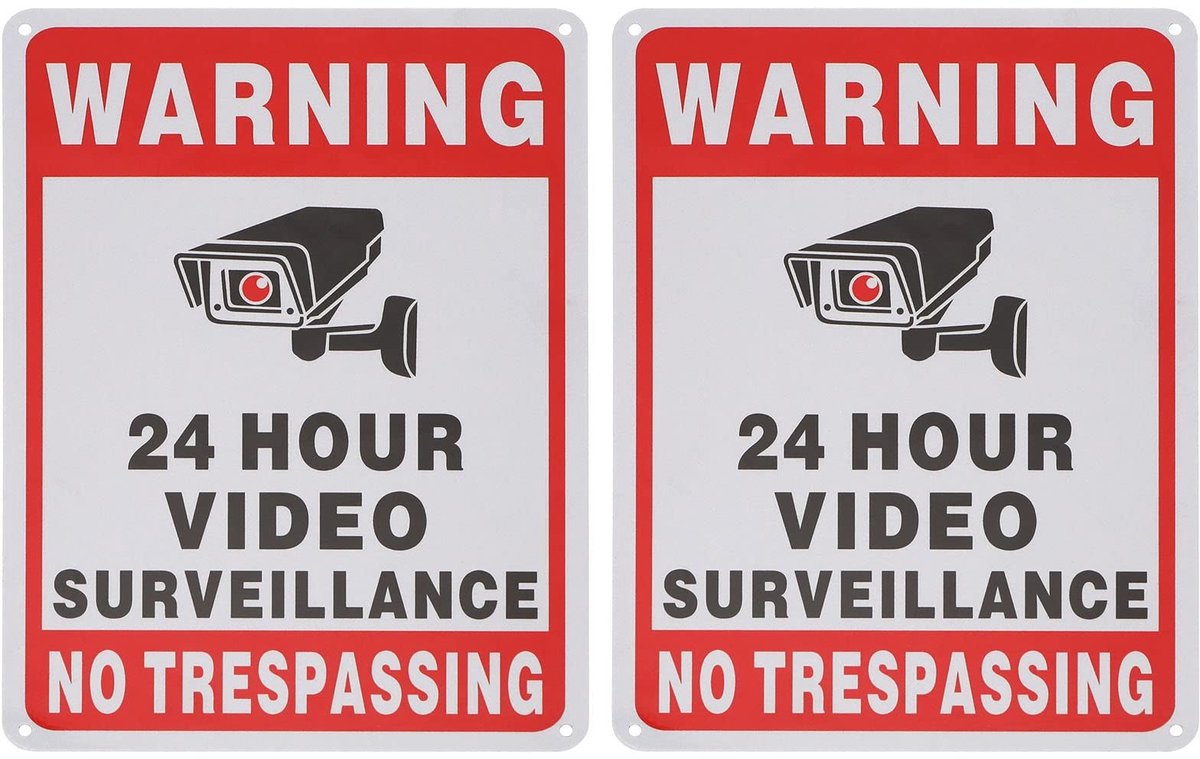 Dailygoods- Waarschuwingsbord Geen Trespassing - 2x Aluminium Teken - 10x7 Inch - Duurzaam & Roestvrij - Muurbevestiging - Reflecterende Coating - Veiligheidsbord