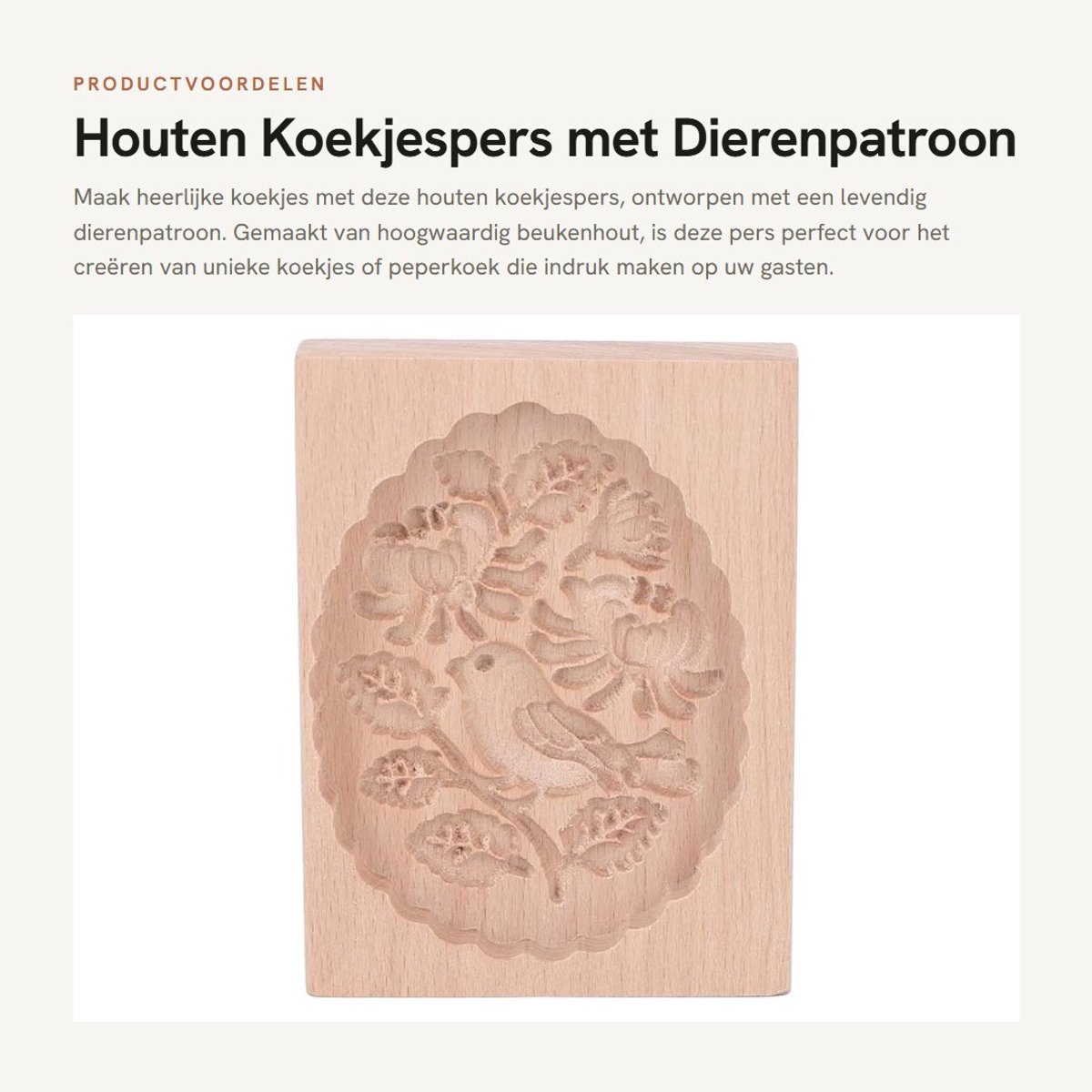 Dailygoods- Koekjespers Houten Dierenpatroon - Koekjesvorm - Uitsteekvorm - Gemakkelijk Ontvormen - Beukenhout - Glad Oppervlak