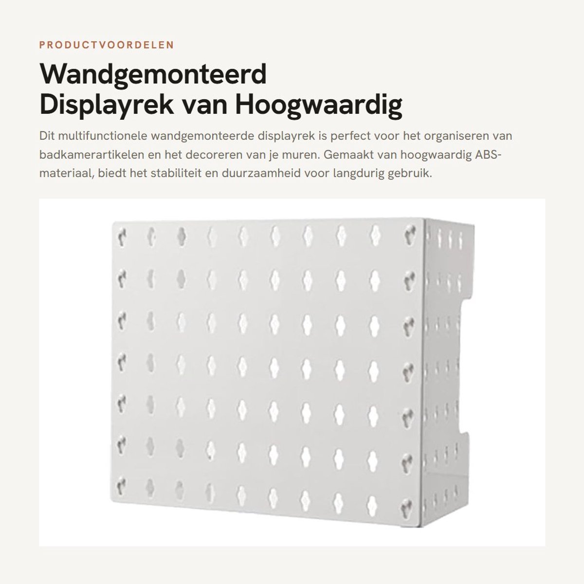 Dailygoods- Pegboard Wandgemonteerd - Multifunctioneel Ophangbord - Blokkeert Stof - Hoogw