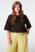 MS Mode T-shirt T-shirt van sweatstof met studs