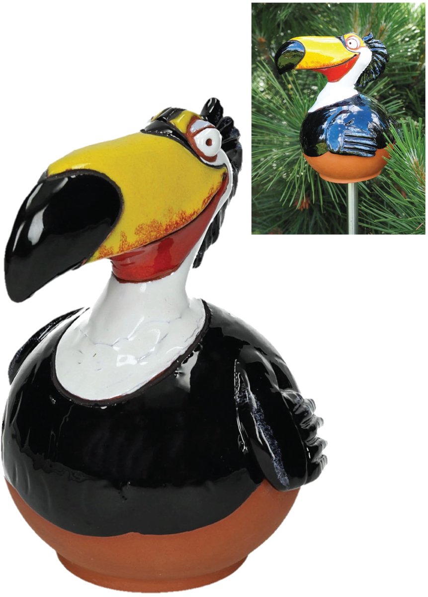Dailygoods- Tuindecoratie Vorstbestendig - Tuinsteker - Tuinbeeld Toekan - Handgemaakt - Natuurlijk Materiaal - Uniek Cadeau