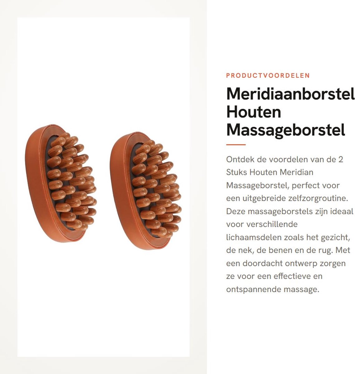 Dailygoods- Meridiaanmassageborstel Antislip Grip - Houten Borstel - 2 Stuks - Voor Gezicht/Nek/Benen/Rug - Effectieve Massage - Massageborstel