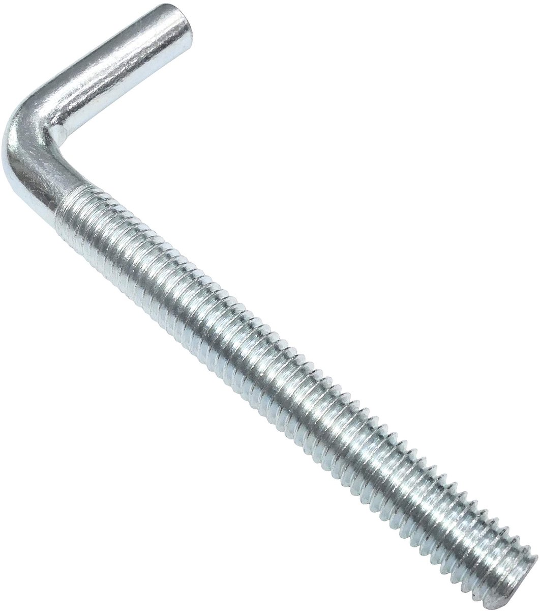 Dailygoods- Schroefhaak Set van 5 - Metrische Schroefdraad M8 x 69 mm - L-vormige Haak - Voor Ophangen van Objecten - Verzinkt Staal - Gewicht per stuk 30,446 g - Ophanghaak