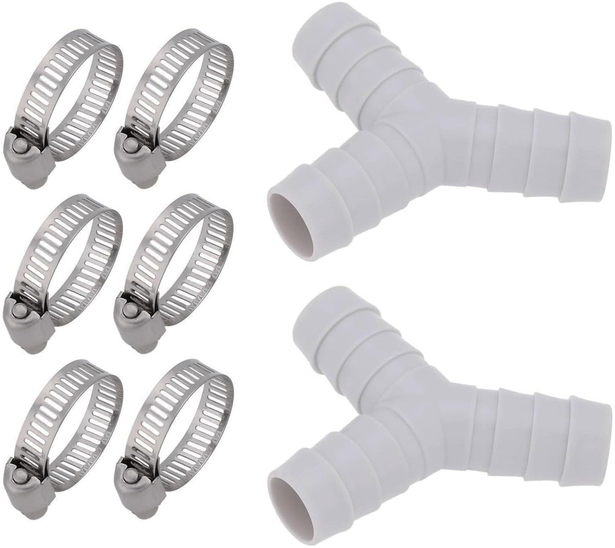 Dailygoods - Set van 2 Y-verdeelstukken met Slangklemmen voor Vaatwasser en Wasmachine