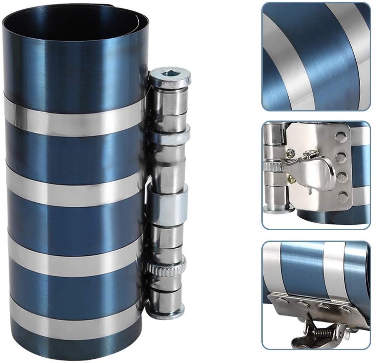 Dailygoods- Zuigerveercompressor 53-175 mm - Motorzuigerveercompressorgereedschap - Mangaanstaal - Optionele maat 3/4/6 inch - Blauw/zilver - Pakketgewicht 260/331/560 g - Compressiegereedschap