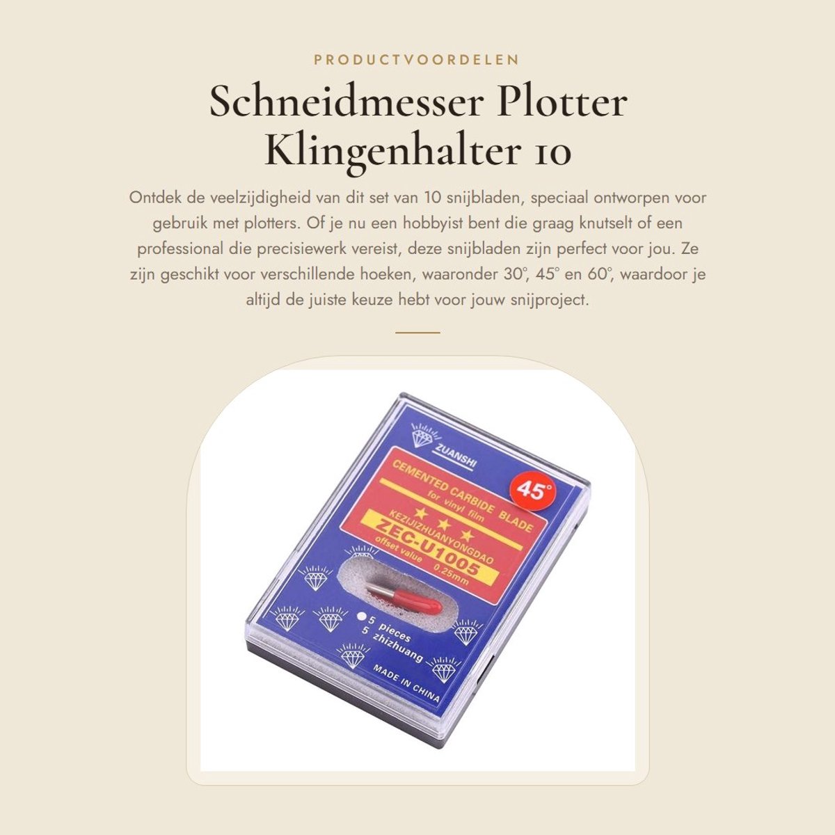Dailygoods- Schneidmesser Set van 10 - Snijklingen - Klingenhouder - Accessoires - Voor 30/45/60 graden - Geschikt voor plotters - Snijmes