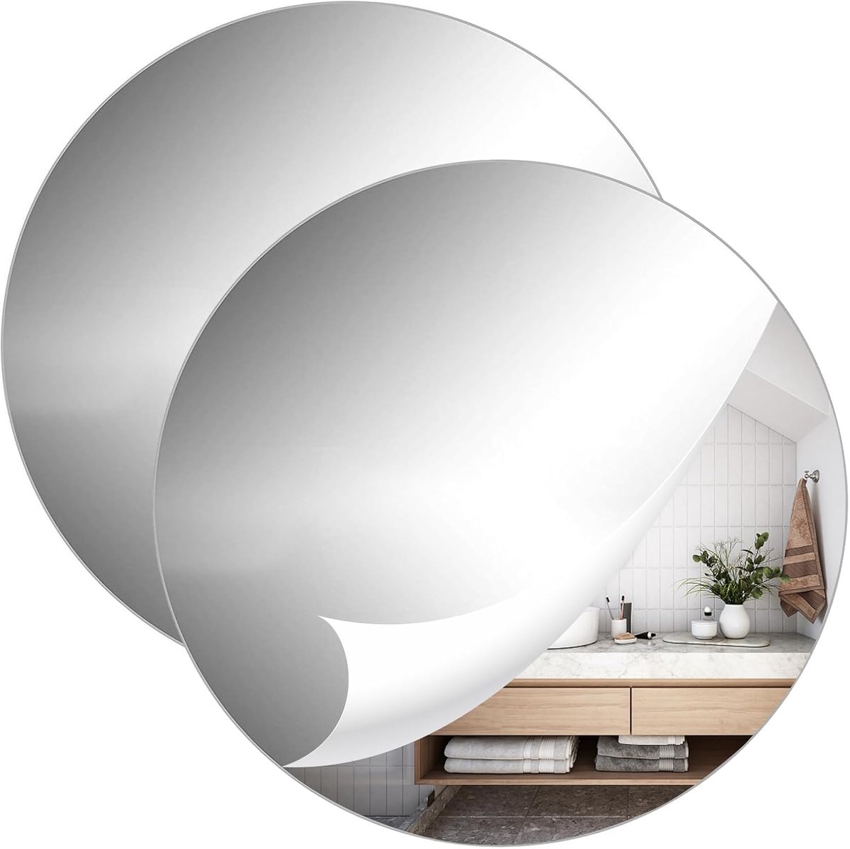 2 stuks acrylspiegels, rond, 20 cm, rond, spiegels, zelfklevend, wandspiegels, rond, zelfklevend, voor thuis, woonkamer, slaapkamer, decoratie