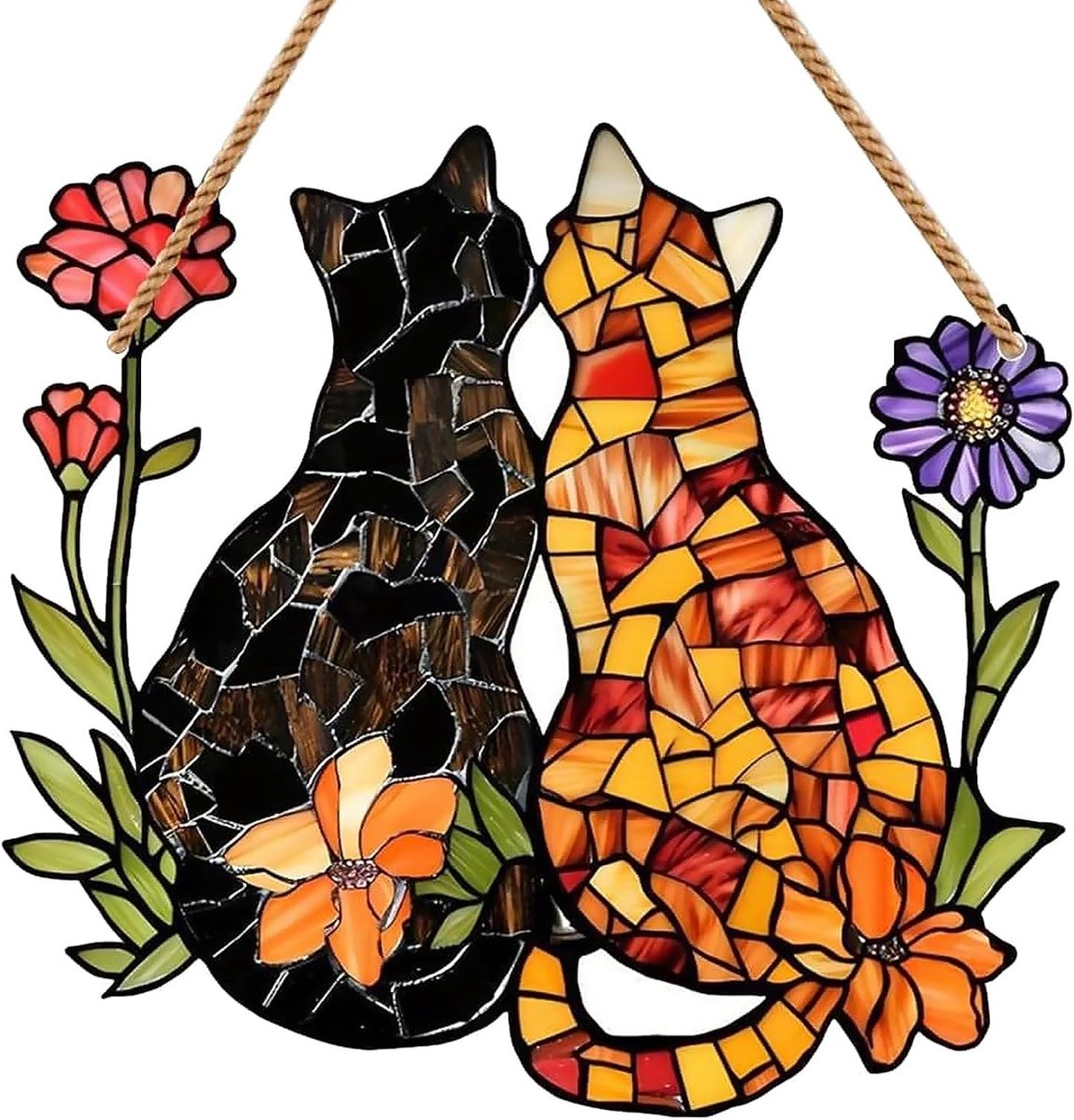 Zonnevanger, acryl zonnevanger in kattenvorm, kleurrijke kat om aan het raam te hangen, raambekleding van acryl, voor slaapkamer, woonkamer, balkon, terras, tuindecoratie
