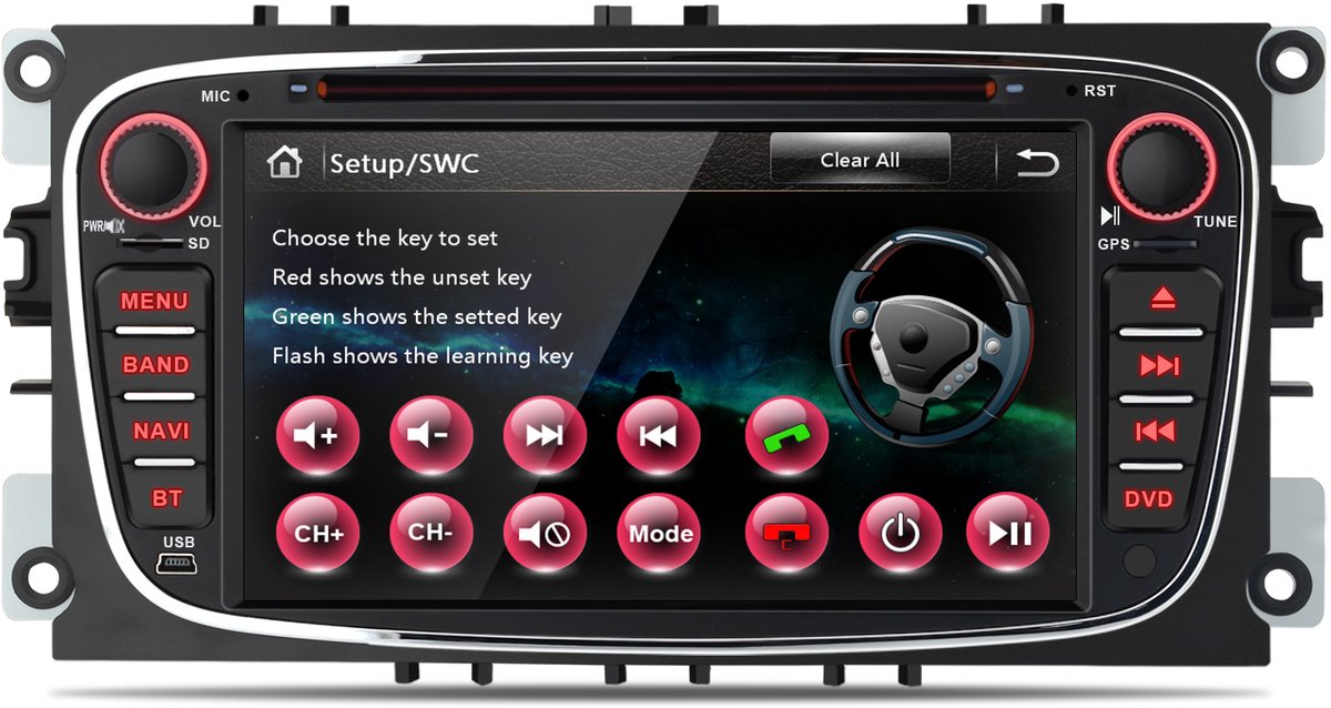 Cestovet Autoradio - Geschikt voor Ford Focus, S-Max, Mondeo, Galaxy, C-Max & Kuga - GPS Navi BT DVD CD