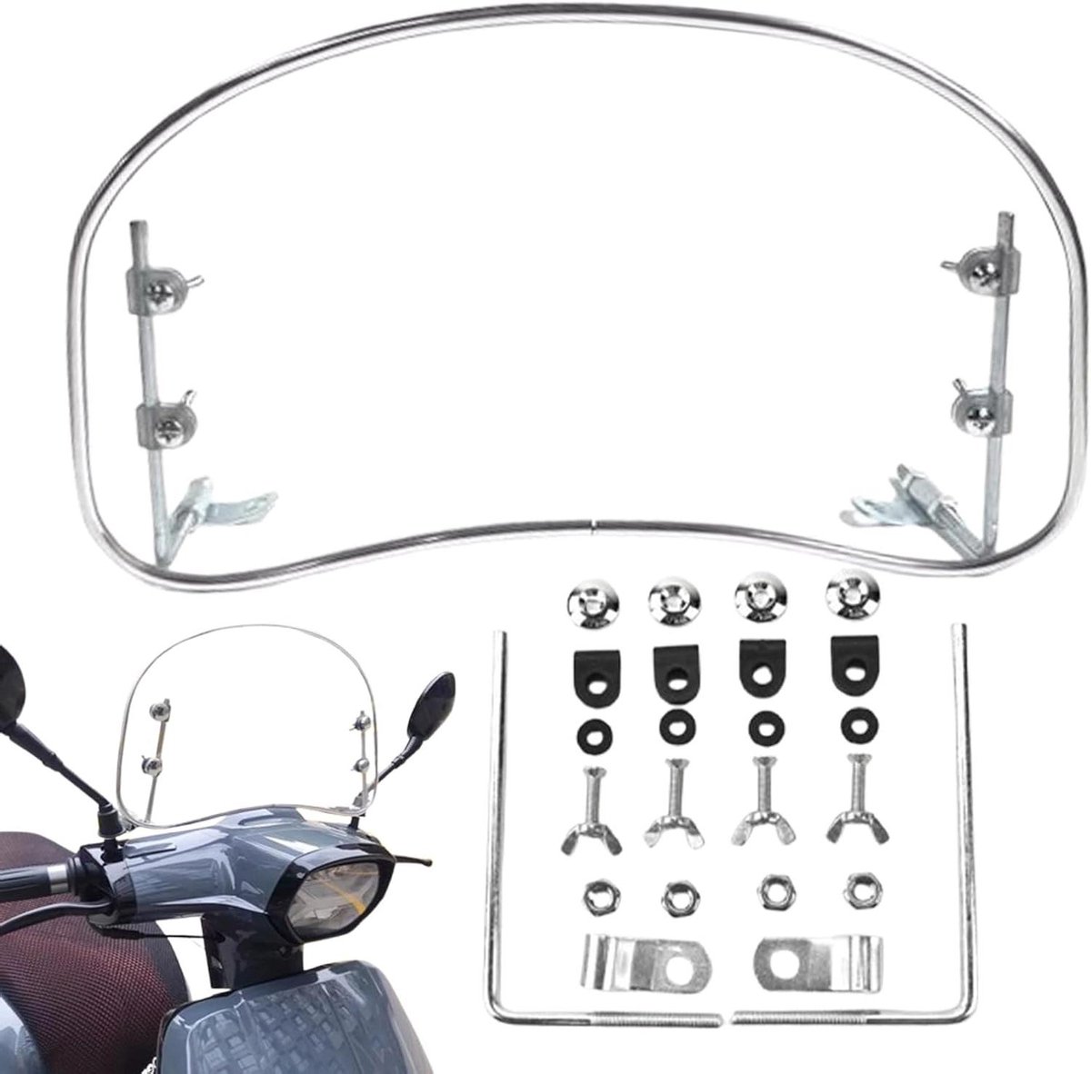 Motor Voorruit - Windscherm Scooter - Comfortabel Rijden - Verhoogde Bescherming - 40 x 23 cm - Transparant