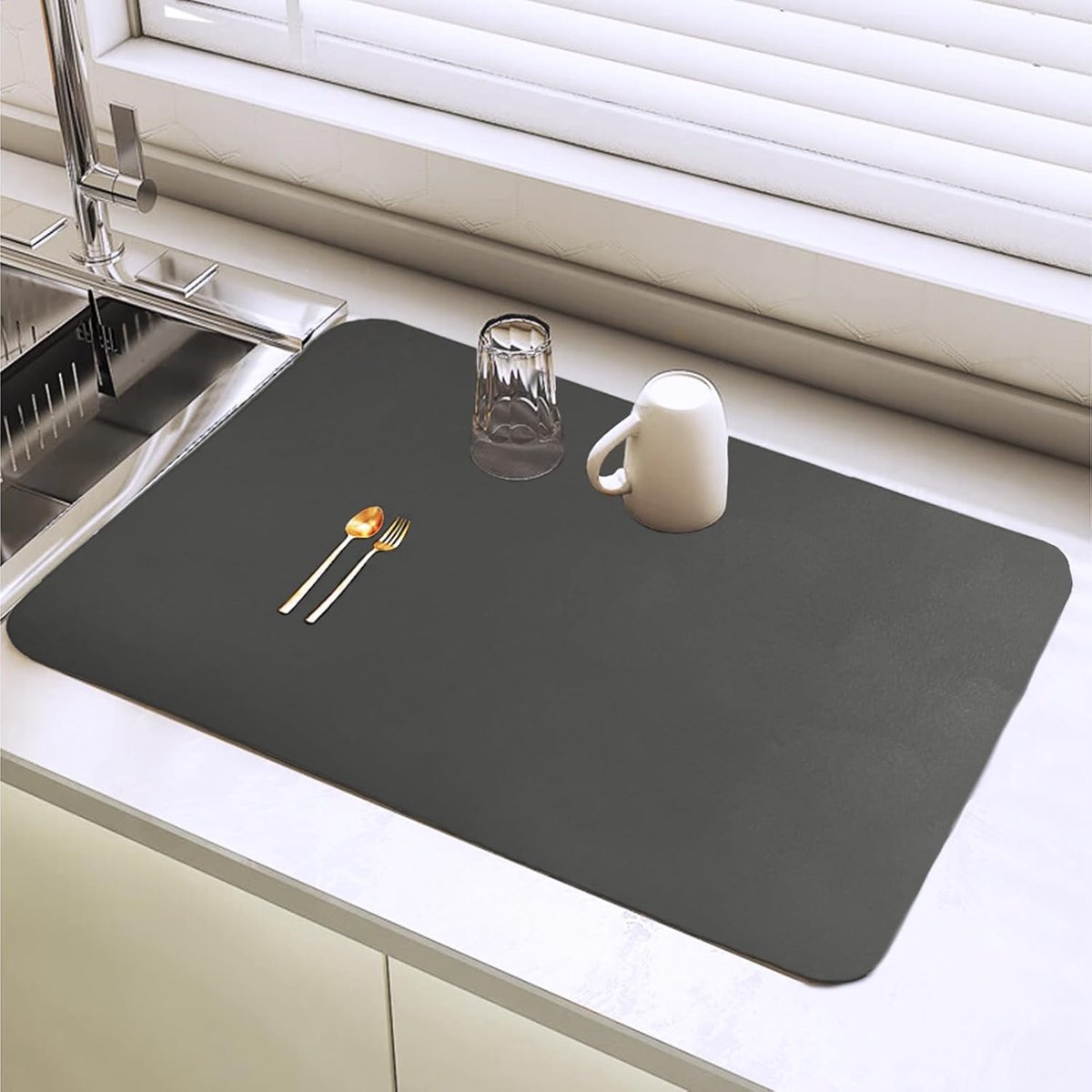 50 x 30 cm Keuken Droog Mat Super Absorberend Verbergen Vlek Afdruipmat met Antislip Rubberen Achterzijde, Sneldrogende Mat voor Keuken