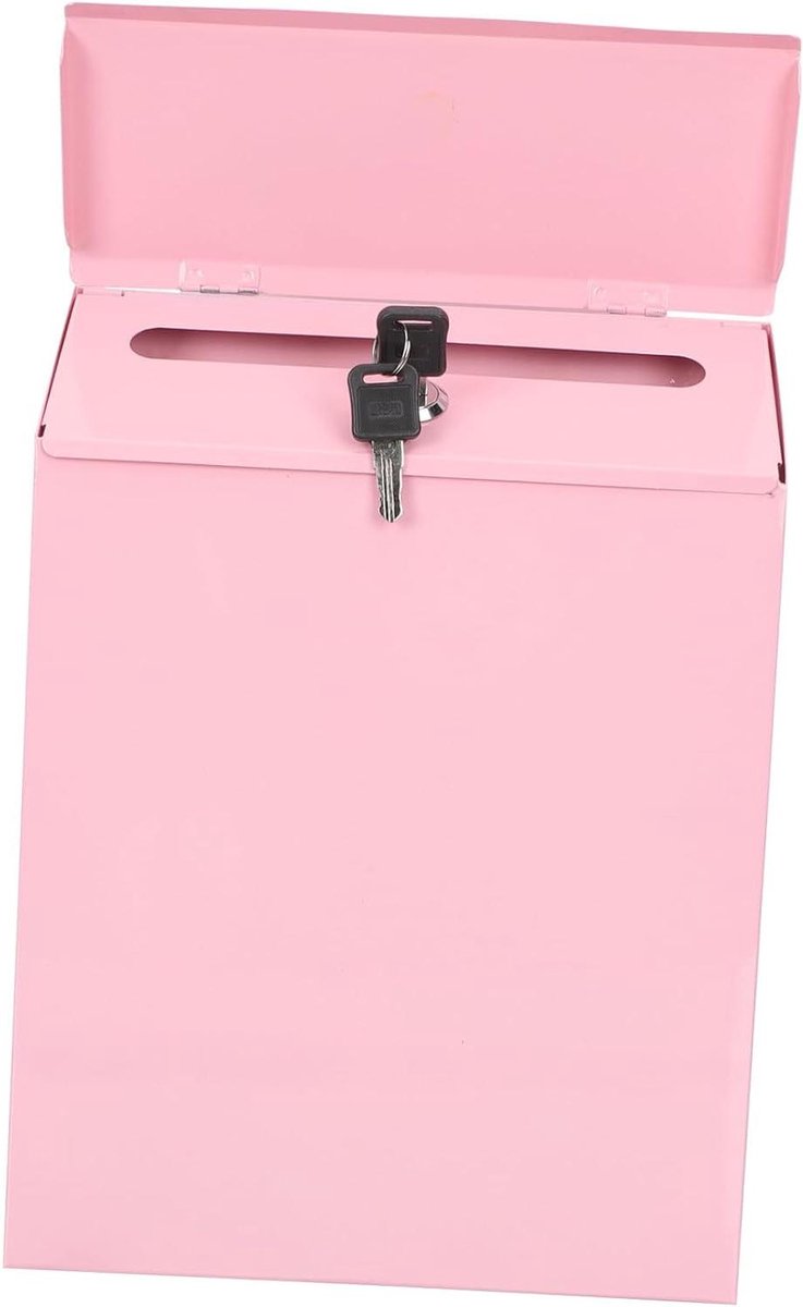 Metalen Brievenbus - Suggestiebox Klachtenbus - Post Opslag - Met Slot - 30x22x6 cm - Roze
