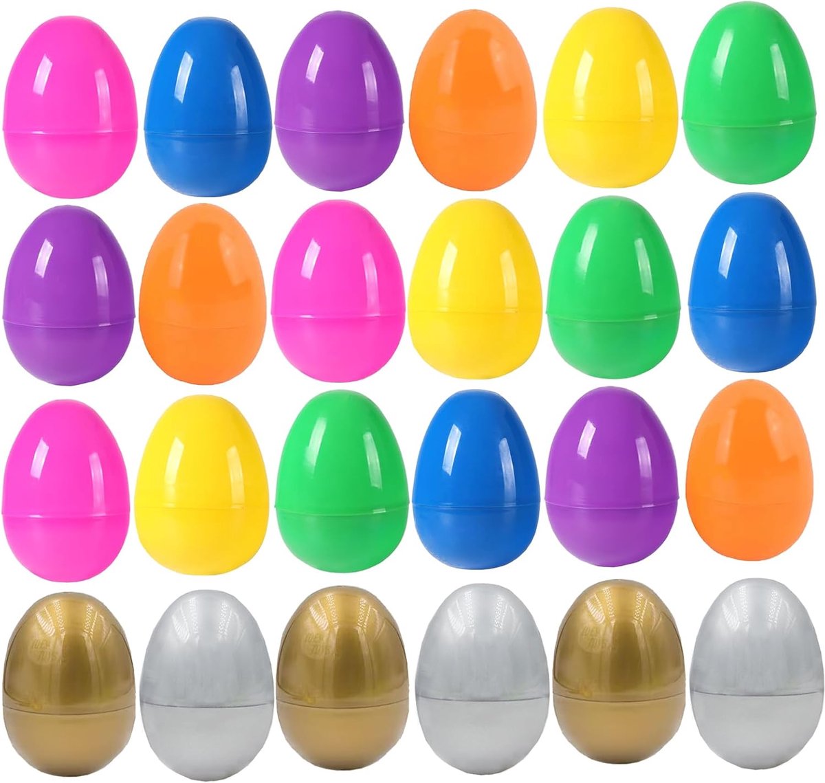 24 stuks kleurrijke plastic paaseieren, 6 cm vulbaar paasei lege bulk voor verrassende eieren jacht, mandvullers