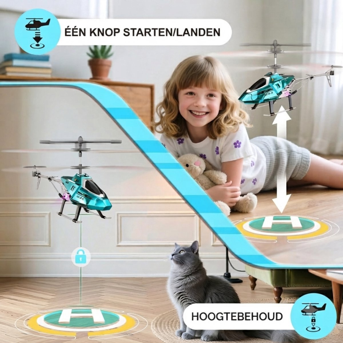 SP® Rc Helicopter - Rc Helicopter voor Buiten - Bestuurbare Helikopter - Blauw - 31cm x 6cm x 14cm — cadeau in Spellen & Speelgoed - foto 7