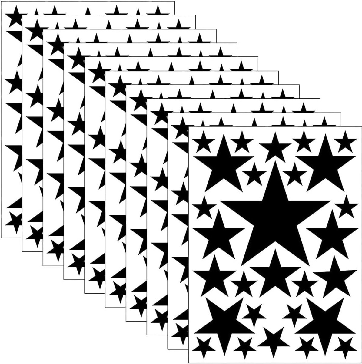 Muurstickers Muursticker Set Stars Muurstickers Zwart voor plafond, slaapkamer, woonkamer(Elk met 6 Maten)