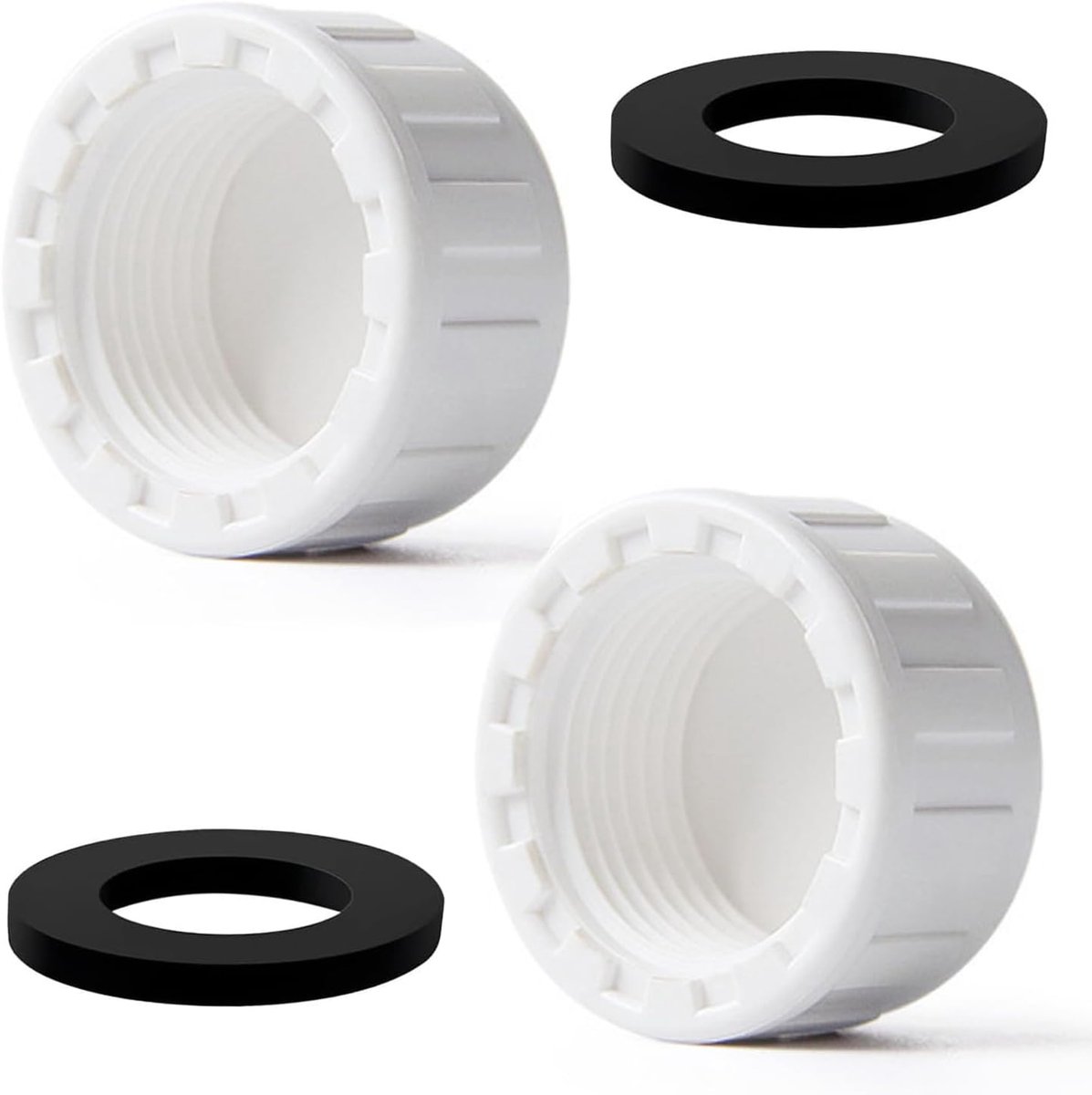 2 stuks G1 schroefdraaddoppen van pvc, rond, met rubberen afdichting, voor het afdichten van aansluitingen en buisuiteinden