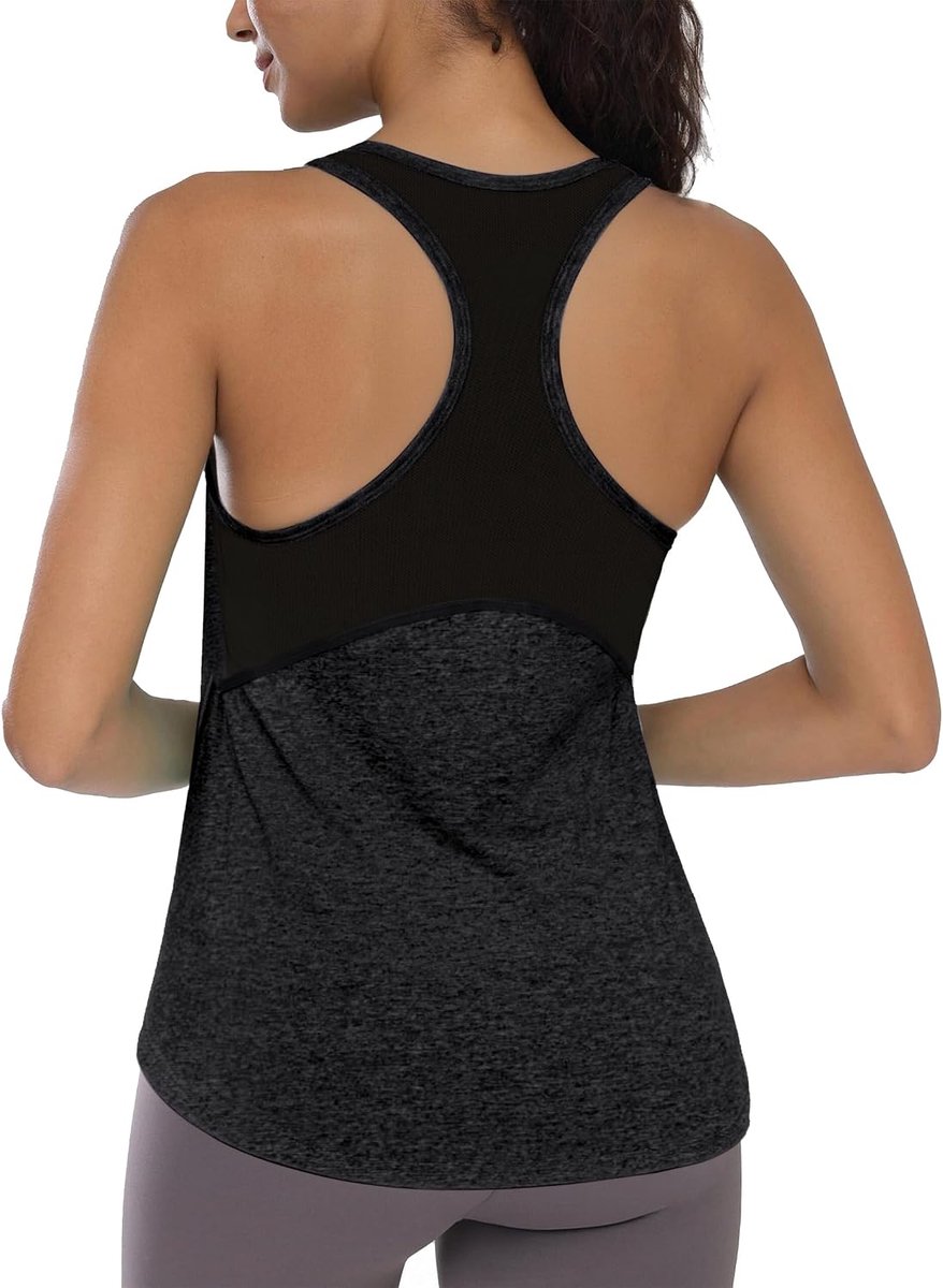 Sporttop voor dames, fitness-top zonder mouwen, ronde hals, mouwloos, ademend en elastisch, voor training S-XXL