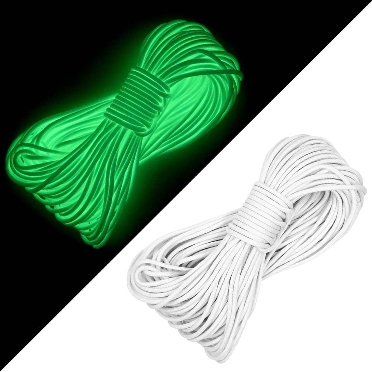 paracord 550, lichtgevend touw, paracord, koorden, 31 m, nylon tenttouw, diameter paracor 4 mm, multifunctioneel touw, gevlochten gebreid touw voor campingluifeltent