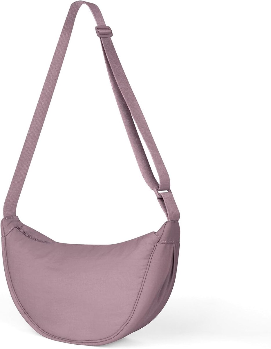 SnelShoppen - Dames halve maan crossbody schoudertas, verstelbare schouderriem, hobo messenger bag, klein en lichtgewicht, effen kleur, ideaal voor re