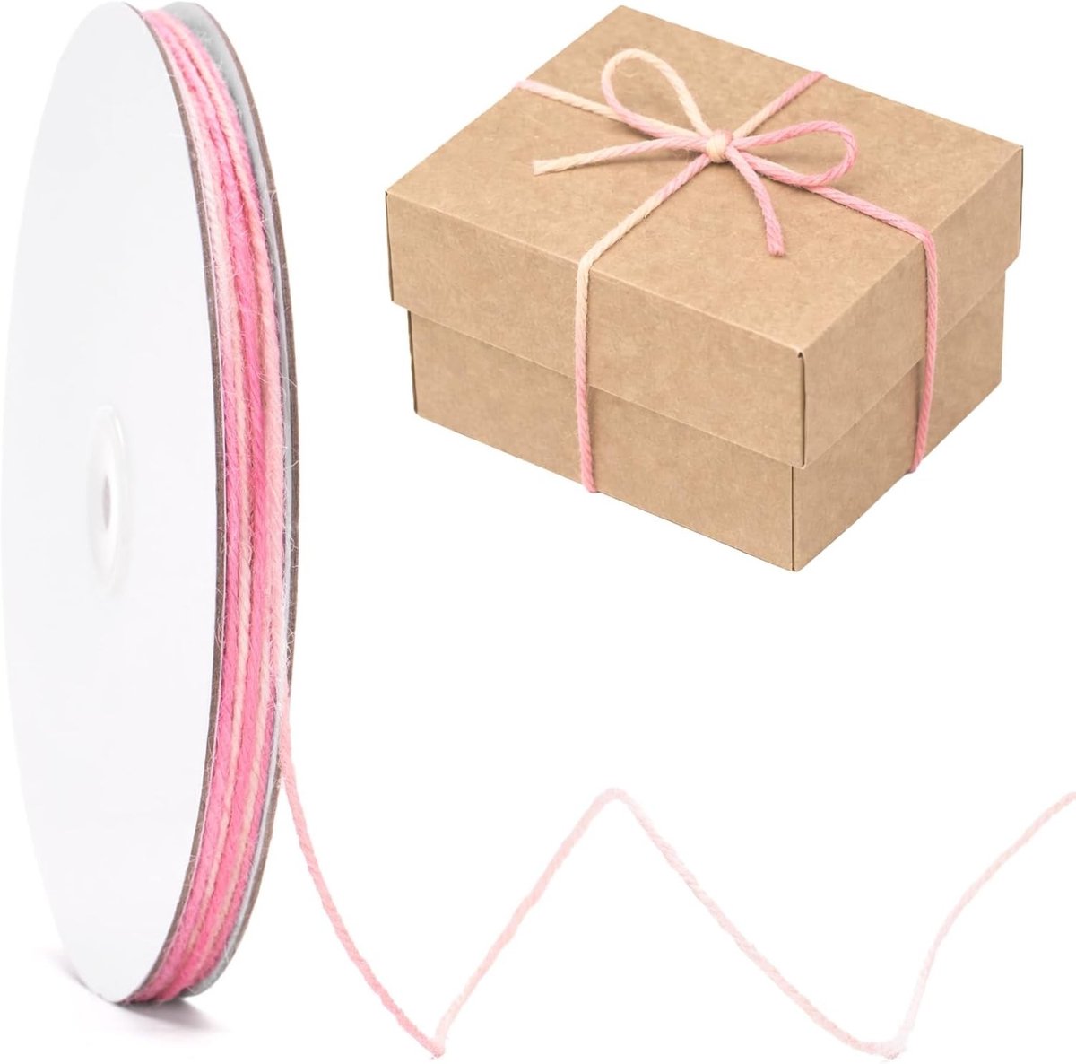 2mm Jute Craft Cord in Roze - 100m Cadeaulint voor Verpakking, Dun Macramé Touw voor DIY en Creatieve Projecten, Decoratief Touw voor Bruiloft en Verjaardag