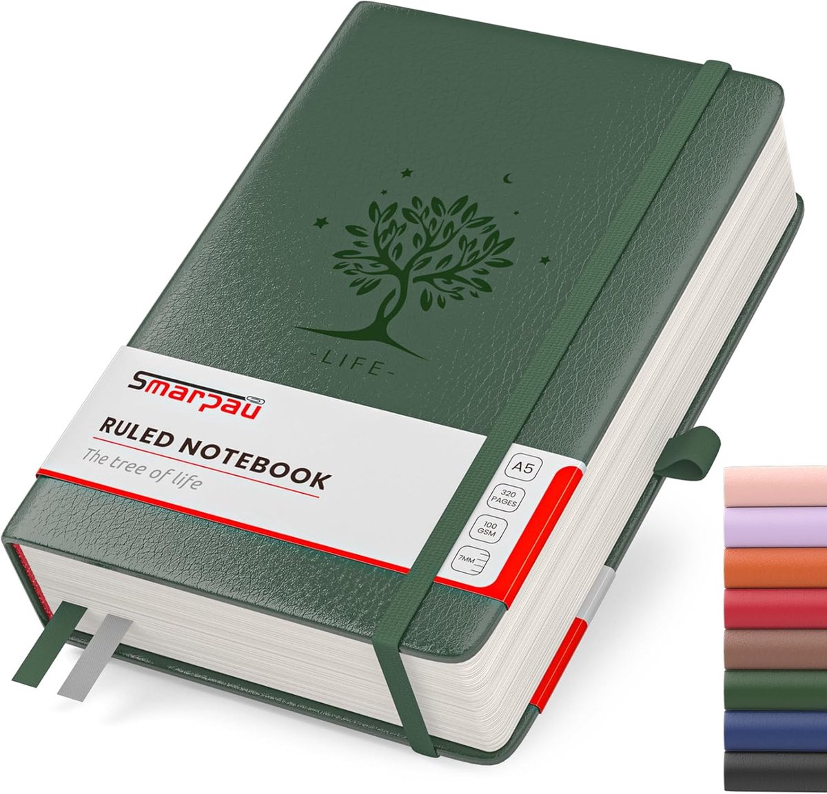 SnelShoppen - A5 Notitieboek, Gelinieerd Lederen Dagboek met 320 Pagina's, 100 g/m² Dikker Papier, College Gelijnd Notitieboek voor Mannen en Vrouwen,