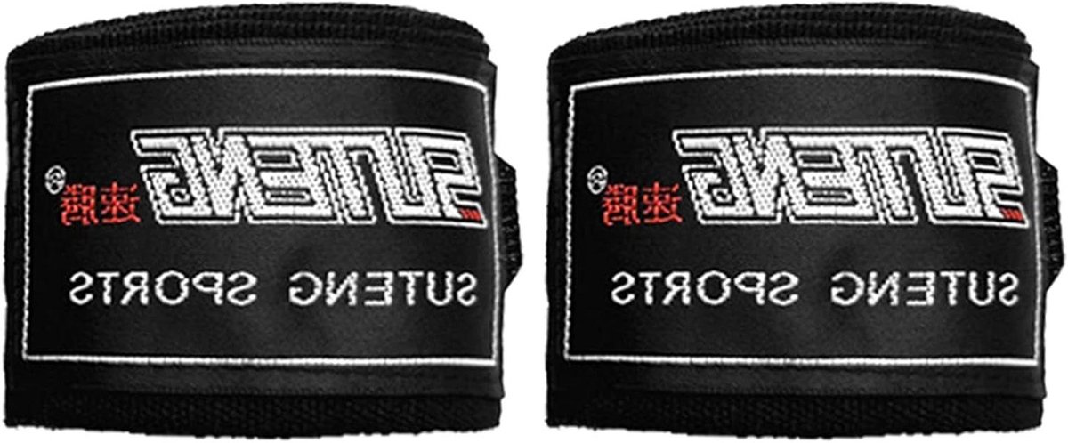 Boksbandages Binnenhandschoenen - Polssteunbanden Elastisch - Sport Bescherming - Ademend Katoen - 3 Meter - Zwart