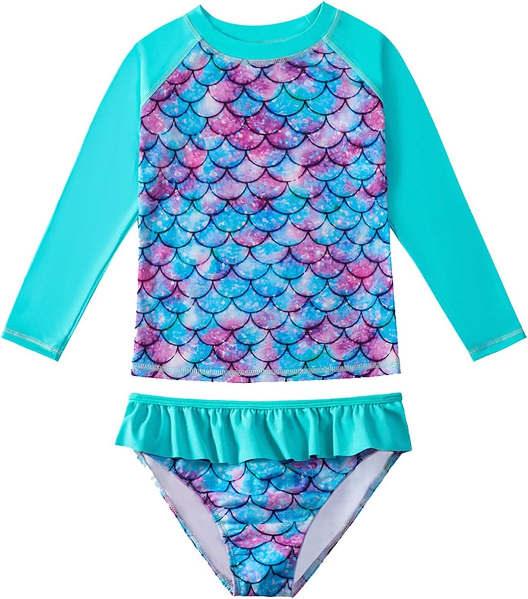 Tweedelig badpak met lange mouwen voor kinderen, uv-bescherming, 3-9 jaar
