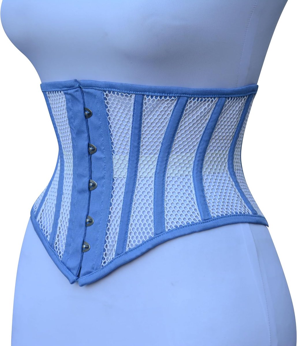 Underbust Corset Zwart Mesh Steel Boned Waist Trainer Body Shaper Cincher Waspie Heavy Duty Short Torso Taillekorset