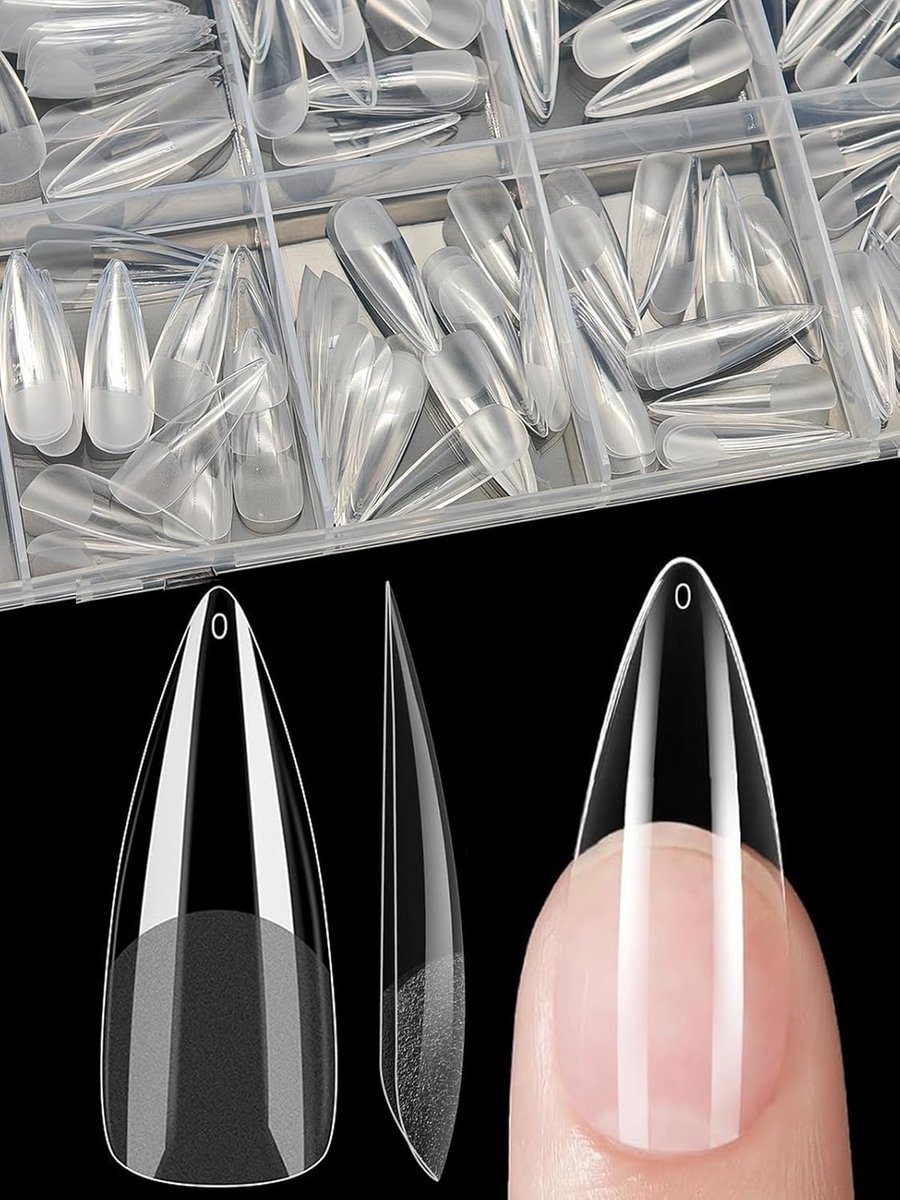 240 Stuks Nageltips Almond, 12 Maten Nail Tips Long, Nagel Tips Full Cover, PMMA-hars, Voor Lijm-Op Nail Art Voor Nagelstudio'S Starter DIY, Kunstnagels Acryl Almond