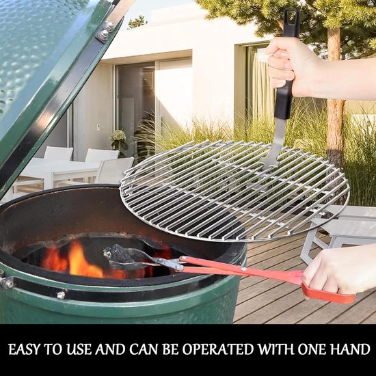 2 stuks grillroosterlifters van roestvrij staal met handgreep, 27 cm, multifunctioneel barbecue-gereedschap, anti-verbranding, grillrooster hefgereedschap, universeel grillgereedschap met handvat voor — afbeelding 5