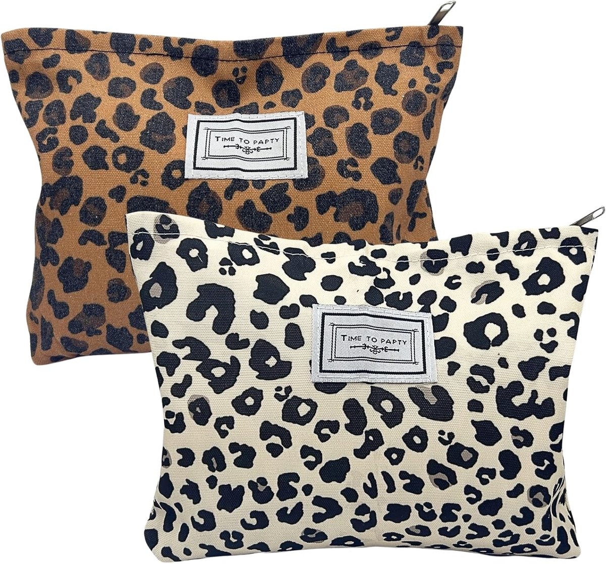 2 stuks luipaardpatroon cosmeticatas dames toilettas klein multifunctioneel met metalen ritssluiting make-up tas reizen make-up tas voor meisjes vrouwen reizen, luipaard, 25x20x6cm, Make-uptas