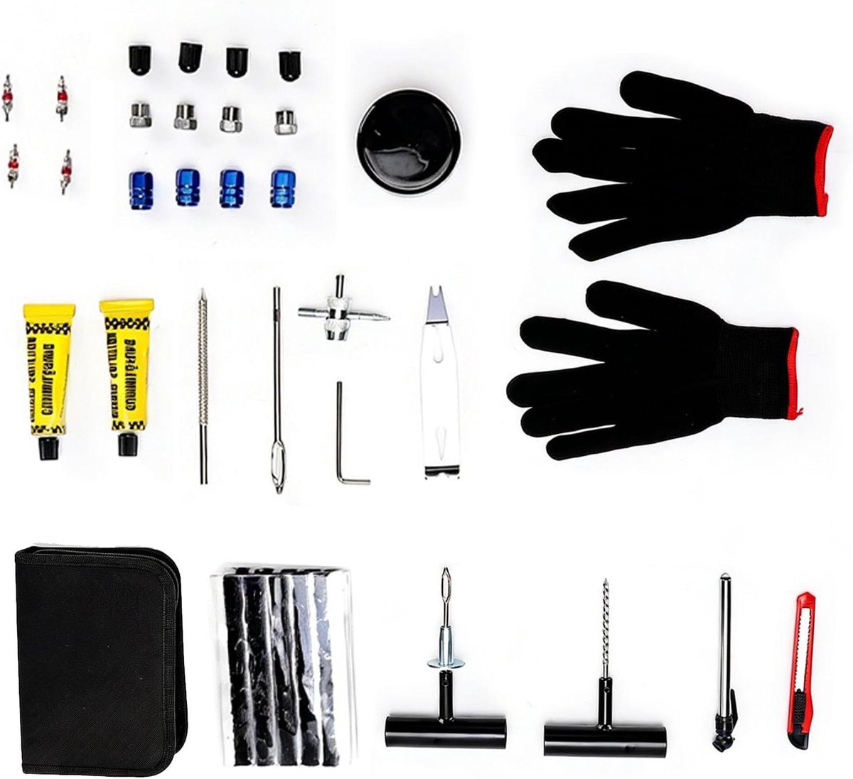 Bandenreparatieset - Noodreparatie Kit - Auto Onderhoud - Tubeless Banden Repareren - 60-delige set - Zwart